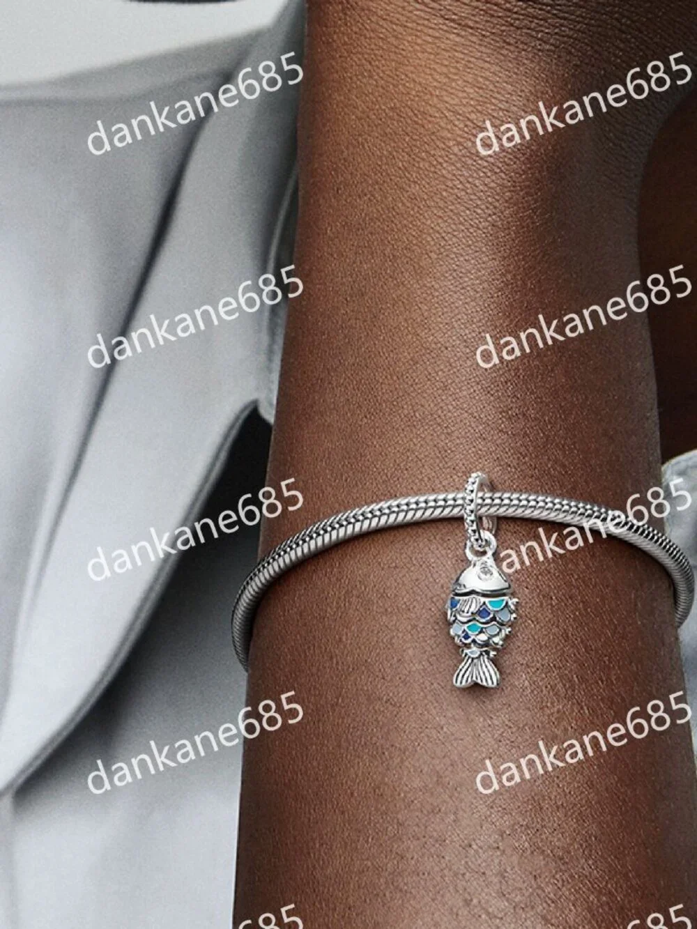 Pandora Blue Scaled Fish Dangle Charm